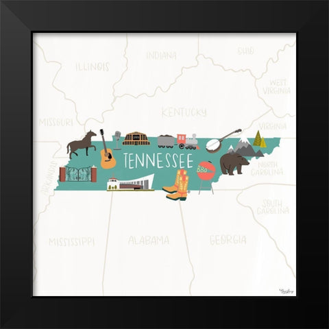 Tennessee Icons Black Modern Wood Framed Art Print by Louise, Gigi