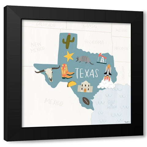 Texas Icons Black Modern Wood Framed Art Print by Louise, Gigi