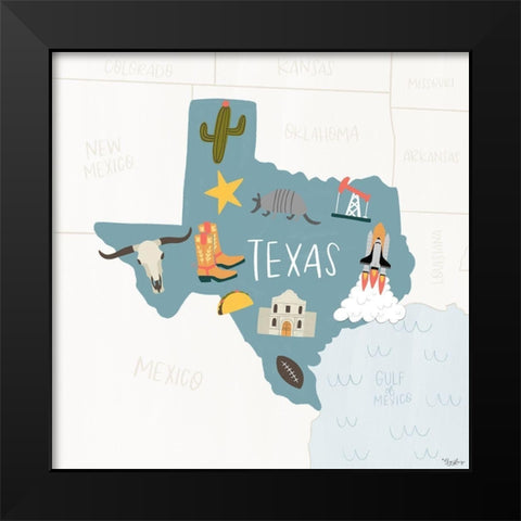 Texas Icons Black Modern Wood Framed Art Print by Louise, Gigi