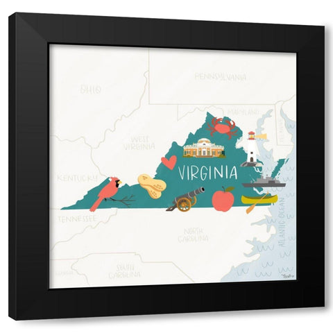 Virginia Icons Black Modern Wood Framed Art Print by Louise, Gigi