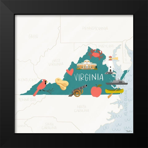 Virginia Icons Black Modern Wood Framed Art Print by Louise, Gigi