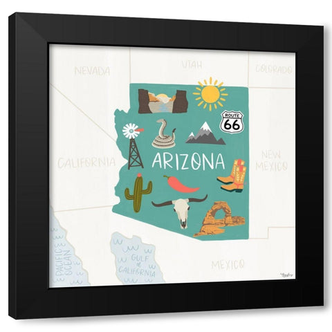 Arizona_Icons Black Modern Wood Framed Art Print by Louise, Gigi