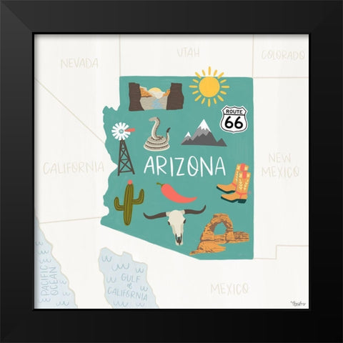 Arizona_Icons Black Modern Wood Framed Art Print by Louise, Gigi