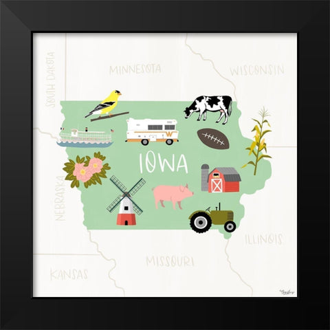 Iowa_Icons Black Modern Wood Framed Art Print by Louise, Gigi