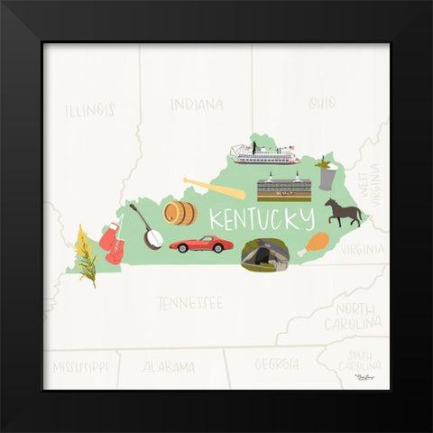 Kentucky Black Modern Wood Framed Art Print by Louise, Gigi