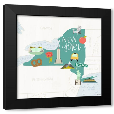 New York Icons Black Modern Wood Framed Art Print by Louise, Gigi