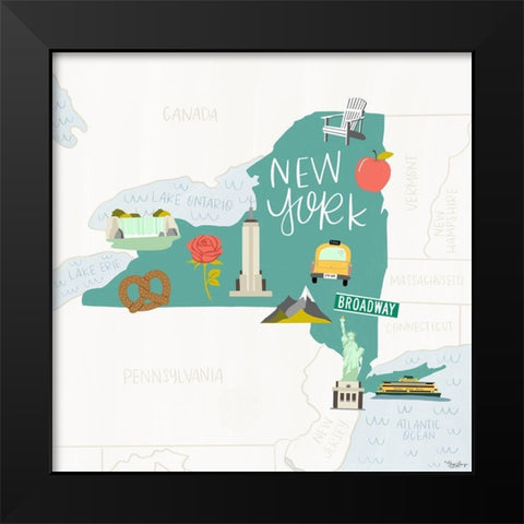 New York Icons Black Modern Wood Framed Art Print by Louise, Gigi