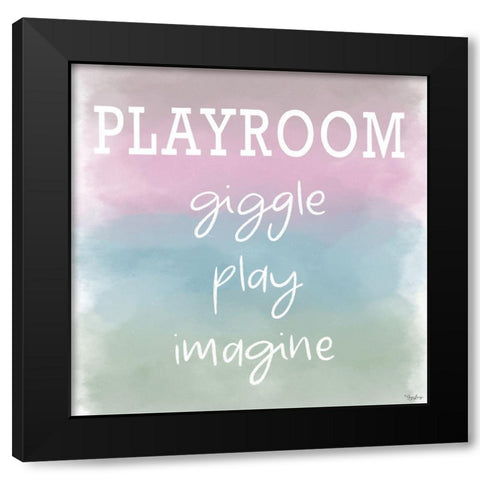 Giggle Play Watercolor Black Modern Wood Framed Art Print with Double Matting by Louise, Gigi