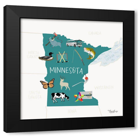 Minnesota Black Modern Wood Framed Art Print by Louise, Gigi