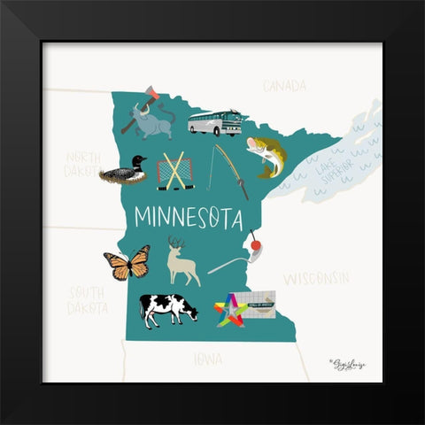Minnesota Black Modern Wood Framed Art Print by Louise, Gigi