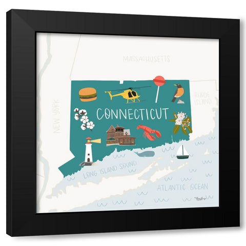 Connecticut Black Modern Wood Framed Art Print with Double Matting by Louise, Gigi