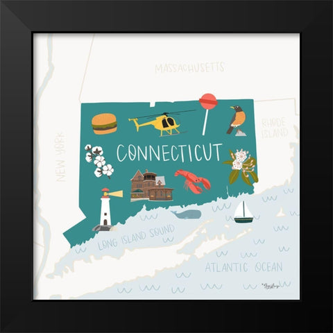 Connecticut Black Modern Wood Framed Art Print by Louise, Gigi