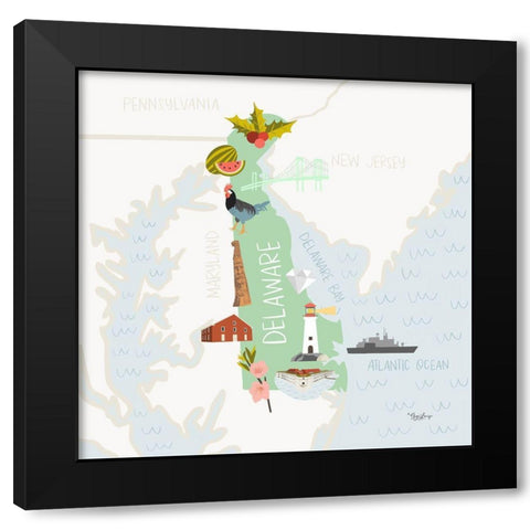 Delaware Black Modern Wood Framed Art Print by Louise, Gigi