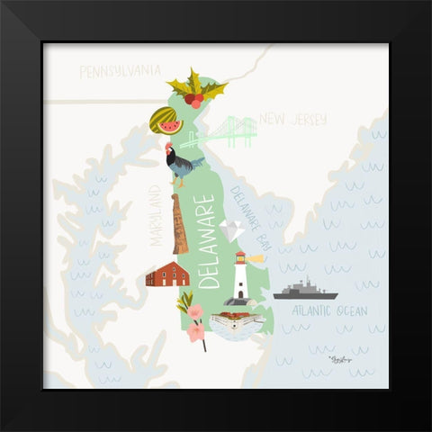 Delaware Black Modern Wood Framed Art Print by Louise, Gigi