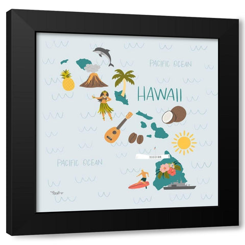 Hawaii Black Modern Wood Framed Art Print with Double Matting by Louise, Gigi