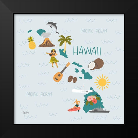 Hawaii Black Modern Wood Framed Art Print by Louise, Gigi