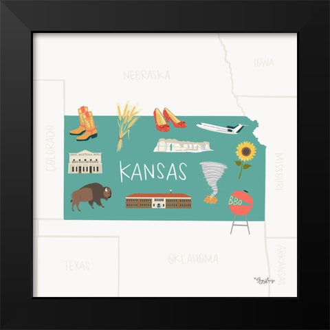 Kansas Black Modern Wood Framed Art Print by Louise, Gigi