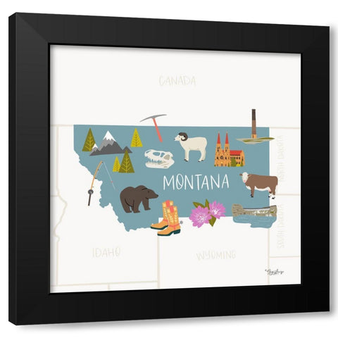 Montana Black Modern Wood Framed Art Print by Louise, Gigi