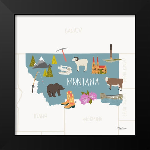 Montana Black Modern Wood Framed Art Print by Louise, Gigi