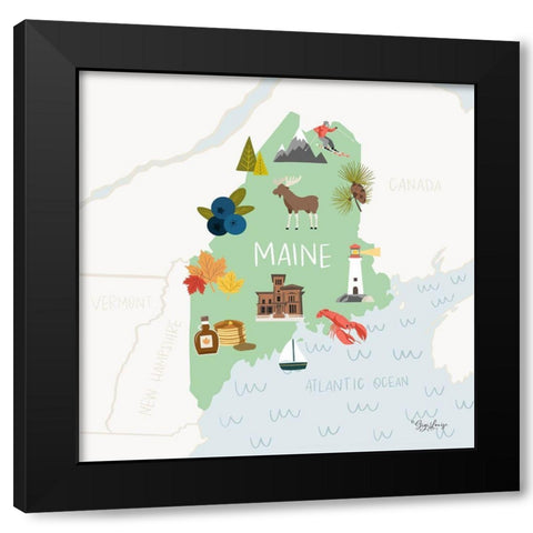Maine Black Modern Wood Framed Art Print with Double Matting by Louise, Gigi
