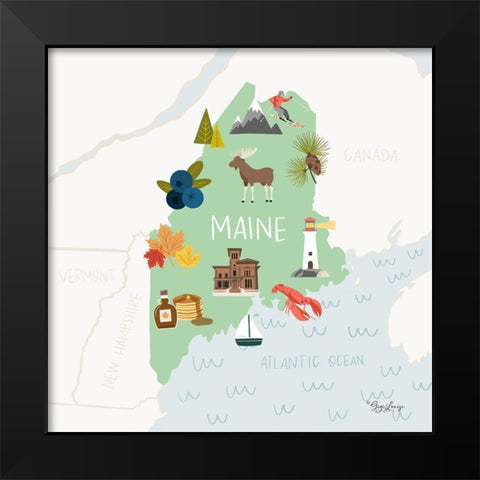 Maine Black Modern Wood Framed Art Print by Louise, Gigi
