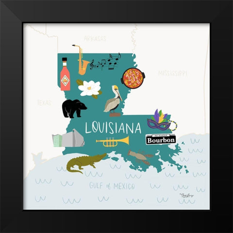 Louisiana Black Modern Wood Framed Art Print by Louise, Gigi