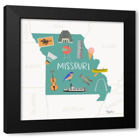 Missouri Black Modern Wood Framed Art Print with Double Matting by Louise, Gigi