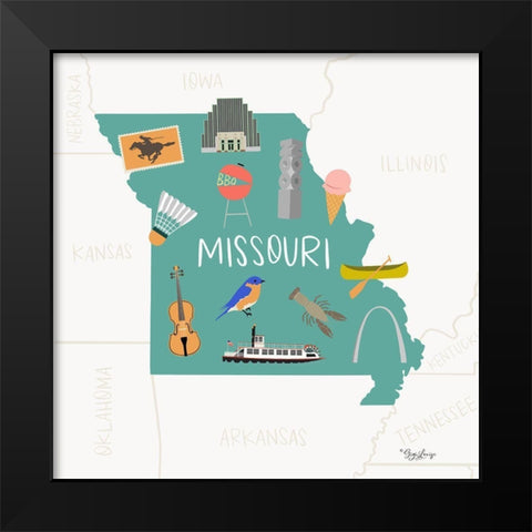 Missouri Black Modern Wood Framed Art Print by Louise, Gigi