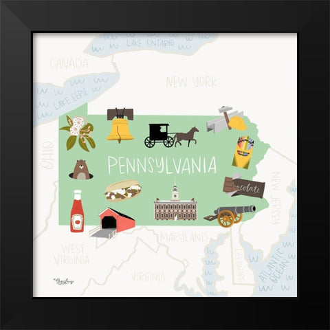 Pennsylvania Black Modern Wood Framed Art Print by Louise, Gigi