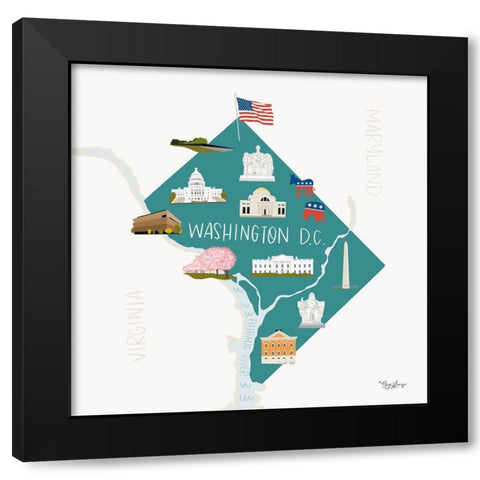 Washington DC Black Modern Wood Framed Art Print with Double Matting by Louise, Gigi