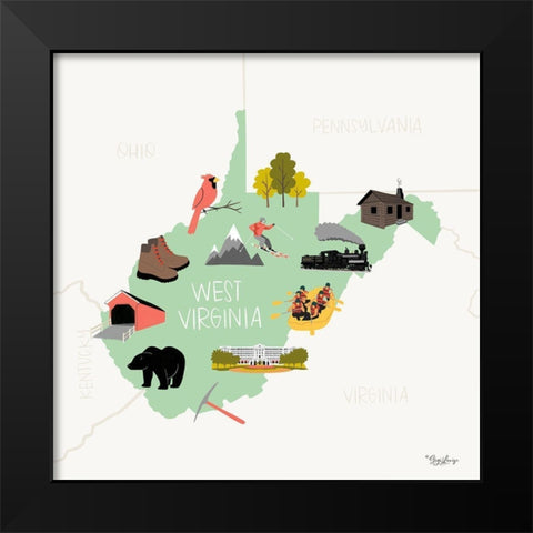 West Virginia Black Modern Wood Framed Art Print by Louise, Gigi