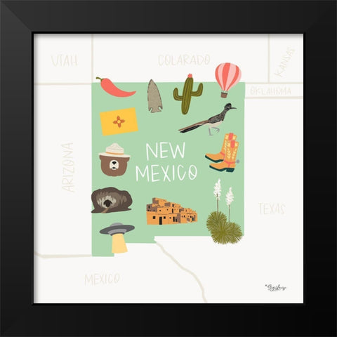 New Mexico Black Modern Wood Framed Art Print by Louise, Gigi