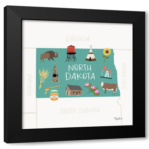 North Dakota Black Modern Wood Framed Art Print by Louise, Gigi