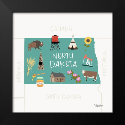 North Dakota Black Modern Wood Framed Art Print by Louise, Gigi