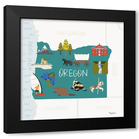 Oregon Black Modern Wood Framed Art Print by Louise, Gigi