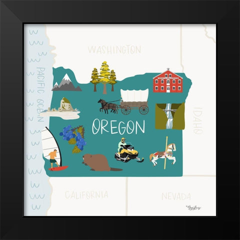Oregon Black Modern Wood Framed Art Print by Louise, Gigi