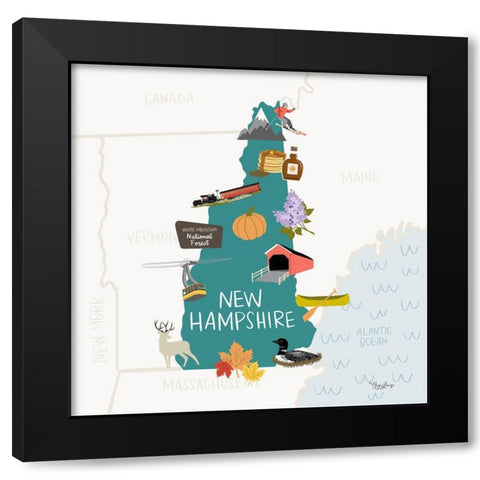New Hampshire Black Modern Wood Framed Art Print by Louise, Gigi
