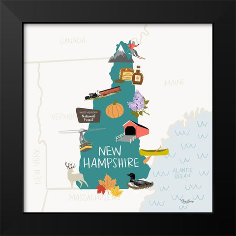 New Hampshire Black Modern Wood Framed Art Print by Louise, Gigi