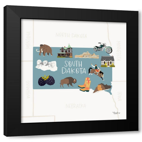 South Dakota Black Modern Wood Framed Art Print with Double Matting by Louise, Gigi