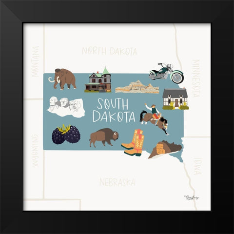 South Dakota Black Modern Wood Framed Art Print by Louise, Gigi