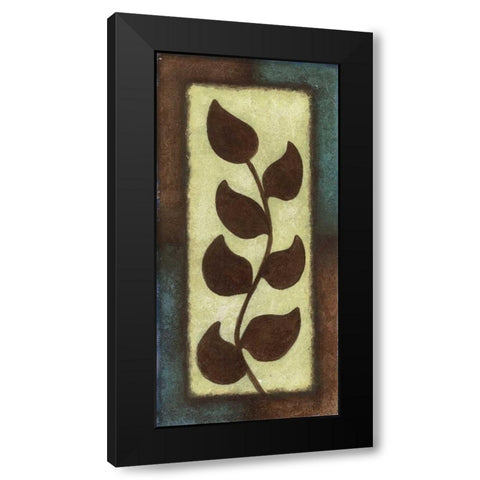 Blue and Brown Leaves Tall - Right Black Modern Wood Framed Art Print with Double Matting by Emery, Kristin