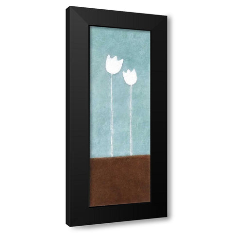 2 Tulips Black Modern Wood Framed Art Print with Double Matting by Emery, Kristin