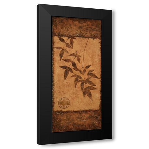Vertical Leaves I Black Modern Wood Framed Art Print with Double Matting by Emery, Kristin
