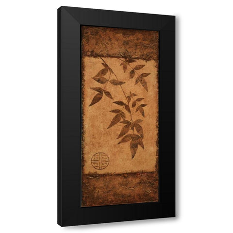 Vertical Leaves II Black Modern Wood Framed Art Print with Double Matting by Emery, Kristin