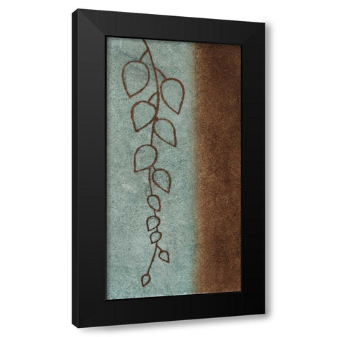 Blue and Brown Leaves II Black Modern Wood Framed Art Print with Double Matting by Emery, Kristin