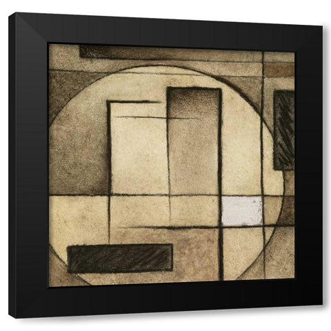 Brown Circle Box I Black Modern Wood Framed Art Print with Double Matting by Emery, Kristin