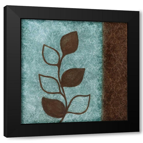 Brown Leaves Square - Right Black Modern Wood Framed Art Print with Double Matting by Emery, Kristin