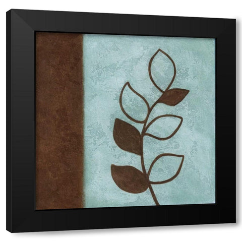 Brown Leaves Square - Left Black Modern Wood Framed Art Print with Double Matting by Emery, Kristin