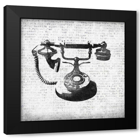 Vintage Phone Black Modern Wood Framed Art Print by Emery, Kristin
