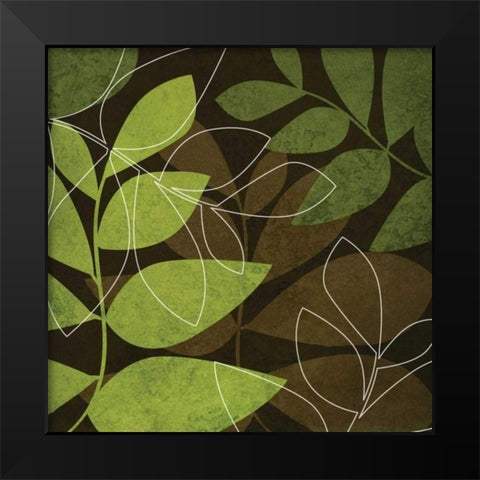 Green and Brown Leaves I Black Modern Wood Framed Art Print by Emery, Kristin